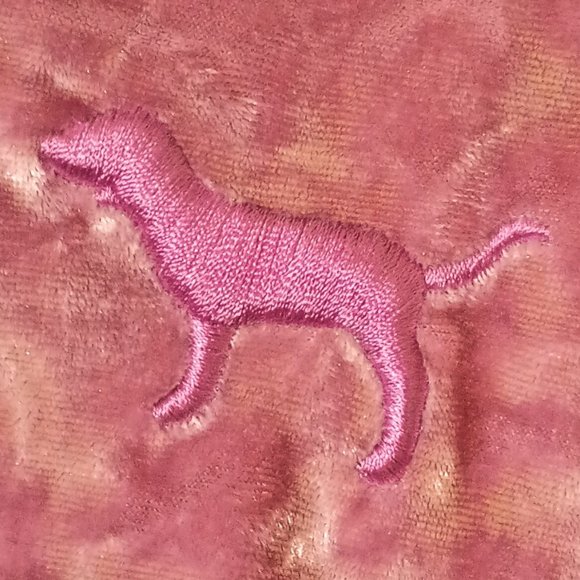 EUC ~Victoria Secret's PINK Velour Full-Zip Crop Hoodie w/ Embroidered Dog Logo - Picture 4 of 4
